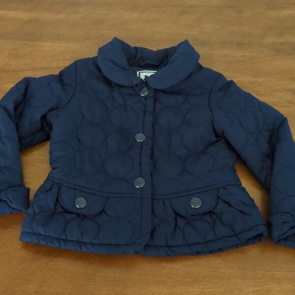 GymboreeGirls toddler Navy Blue long sleeve Quilted Jacket size 2/3 GUC
